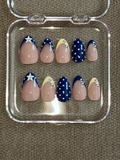 Yellow and Navy Star Nails