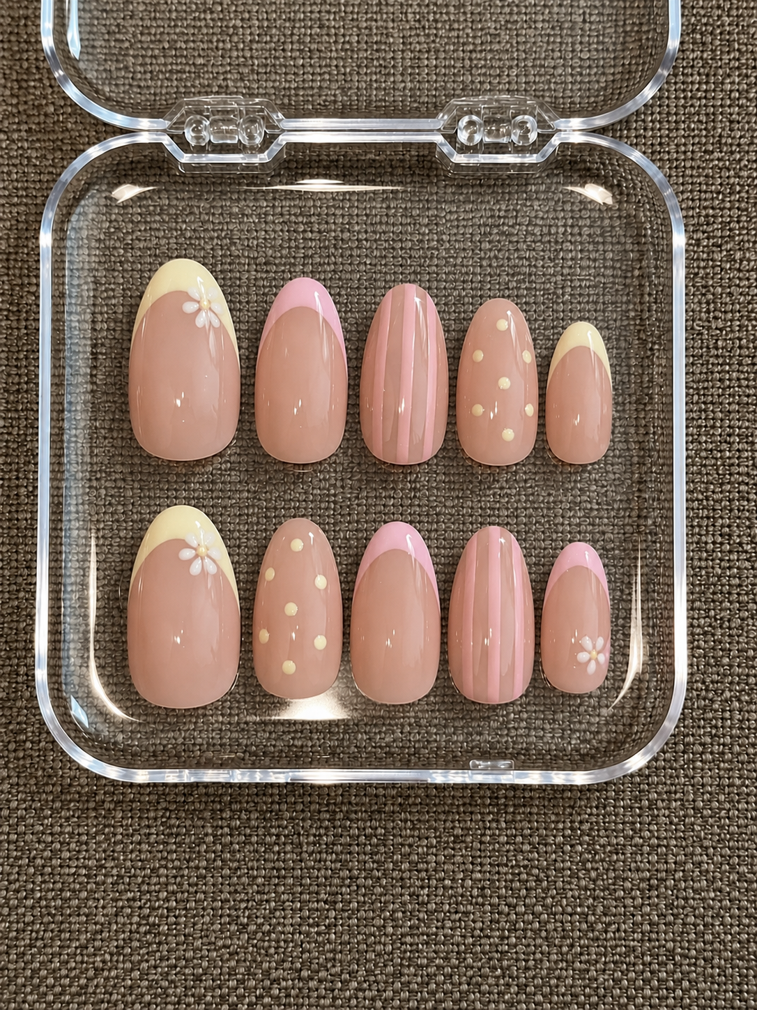 Pink & Yellow Nails