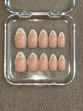 White + Blue Design French Tip Nails