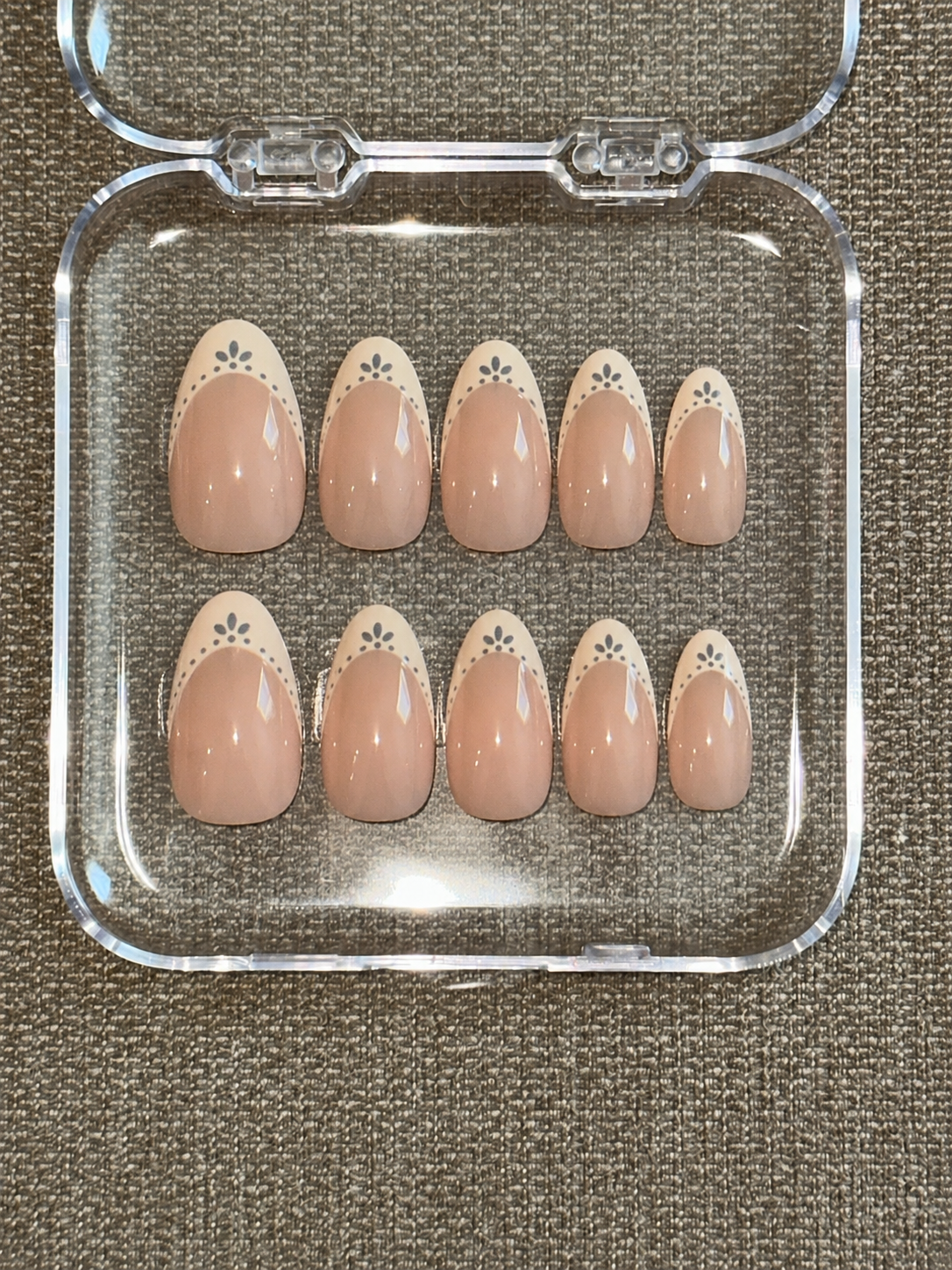 White + Blue Design French Tip Nails