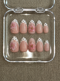 Poka Dot French Tip & 3D Flowers