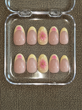 Pink and yellow + French tip + 3D Flower Nails